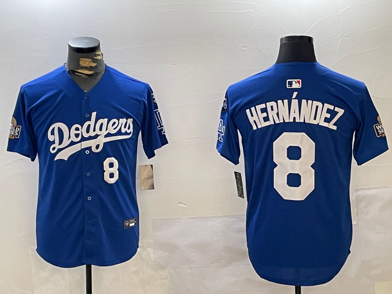 Men Los Angeles Dodgers #8 Yamamoto 2024 World series patch blue jersey 20241120178